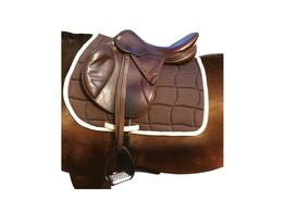 SADDLE PAD CHOCOLATE BROWN WITH BEIGE BORDER IN PLASTIC BAG