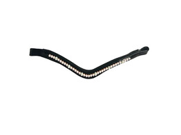 BROWBAND EXCLUSIVE BLACK PATENT LEATHER 1 ROW PEARL PINK/CRYSTAL