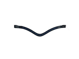 BROWBAND EXCLUSIVE BLACK LEATHER SUEDE 1 ROW CRYSTAL BLUE