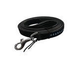 LEASH EXCLUSIVE BLACK LEATHER SUEDE 1 ROW CRYSTAL BLUE - SMALL/MEDIUM