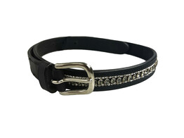 BELT EXCLUSIVE BLACK LEATHER 3 ROW CRYSTAL