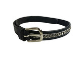 BELT EXCLUSIVE BLACK LEATHER 3 ROW CRYSTAL 65CM