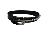 BELT EXCLUSIVE BLACK PATENT LEATHER 1 ROW PEARL PINK/CRYSTAL 65CM