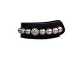 BRACELET EXCLUSIVE BLACK PATENT LEATHER 1 ROW PEARL PINK XS