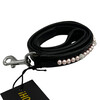 LEASH EXCLUSIVE BLACK PATENT LEATHER 1 ROW PEARL PINK/CRYSTAL - SMALL/MEDIUM