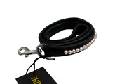 LEASH EXCLUSIVE BLACK PATENT LEATHER 1 ROW PEARL PINK/CRYSTAL - SMALL/MEDIUM