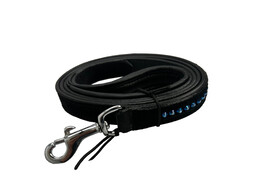 LEASH EXCLUSIVE BLACK LEATHER SUEDE 1 ROW CRYSTAL BLUE